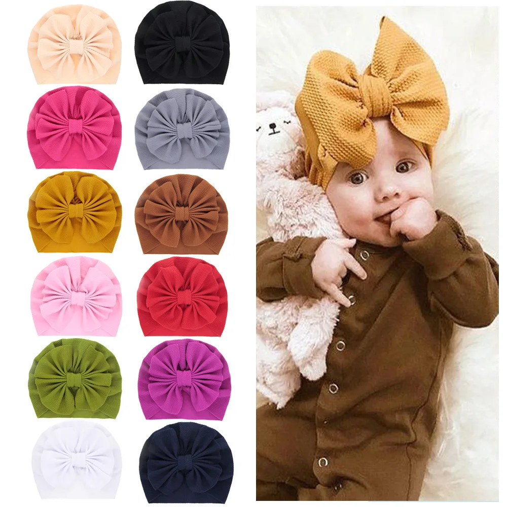 

Yundfly Fashion Baby Girls Corn Kernels Bowknot Hat Newborn Big Bow Knotted Turban Hair Accessories