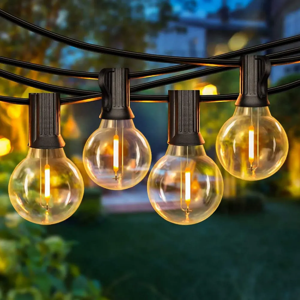 

Street Garland Outdoor Lights Garland Solar String Lights LED Fairy Light Glass G40 Bulb Solar Garland Waterproof 25 Bulbs