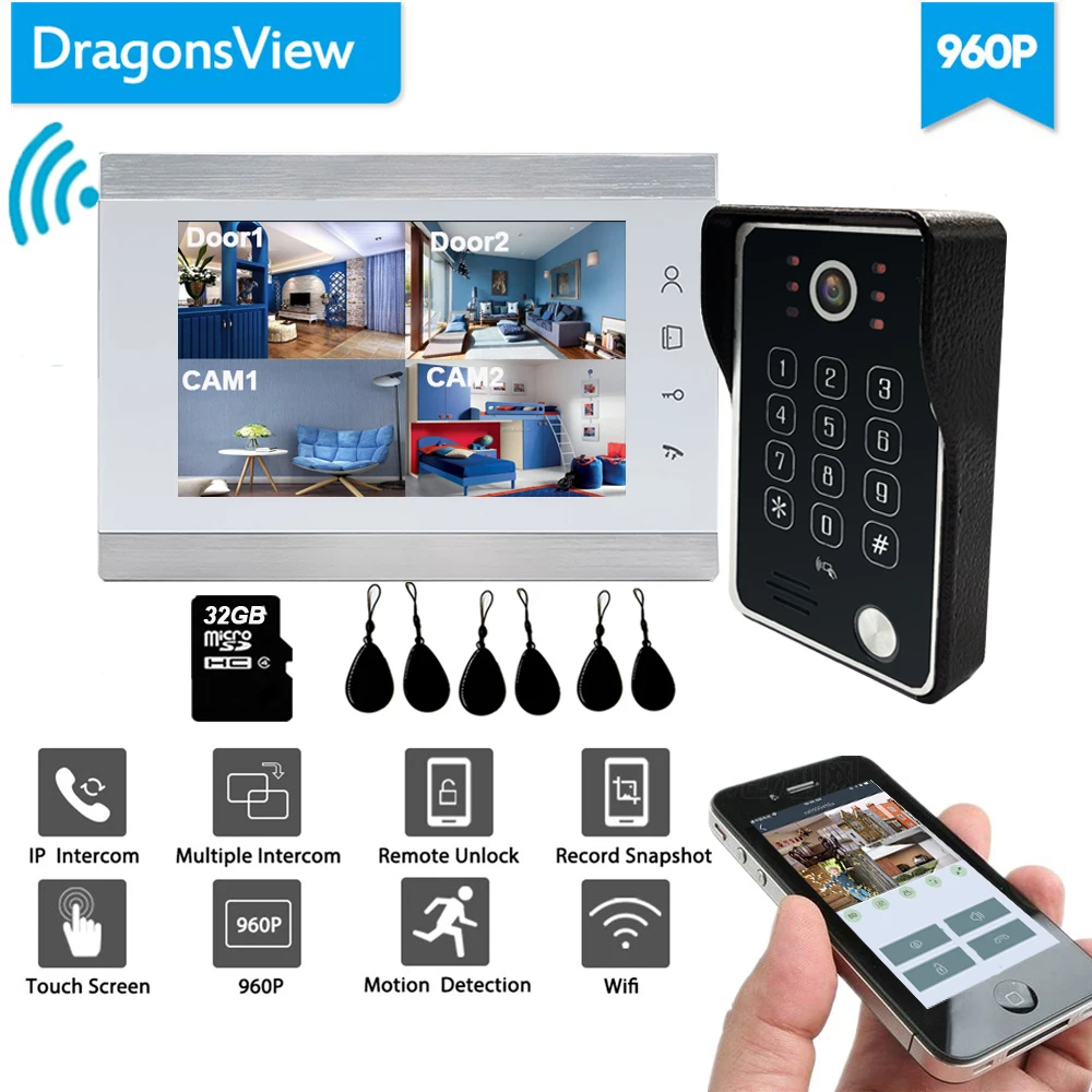 Dragonsview 960P Wifi видео телефон двери дверной звонок камера IP домофон система с rfid