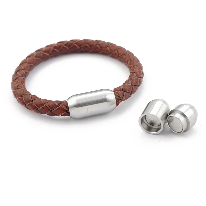 

2PCS Round Stainless Steel Magnetic Clasps for Bracelet Jewelry Making Fasteners Clasp Fit 6mm Leather Cord Buckle Connector