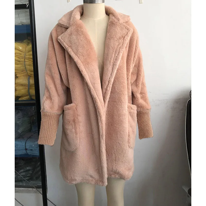 2019 зимняя женская элегантная лохматая повседневная одежда модная длинная куртка