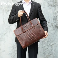 oyixinger men handbag for mens genuine leather briefcase bag men shoulder bags for man 13 3 office crocodile computer bags new