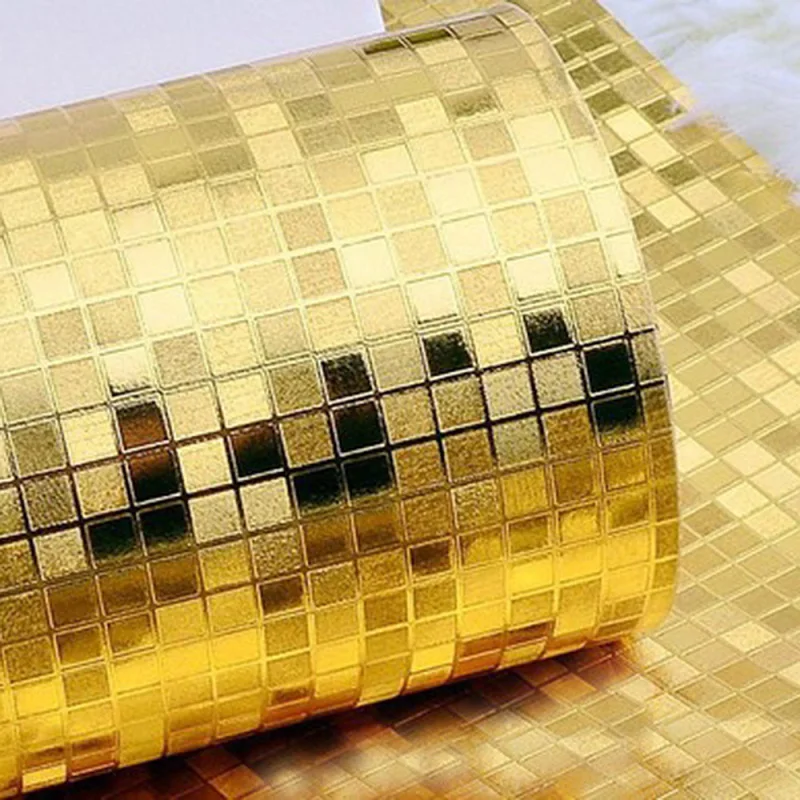 

9.5M Three-dimensional Waterproof Gold Foil Mosaic Wallpaper DIY Home KTV Restaurant Wallsticker Wall Decoration