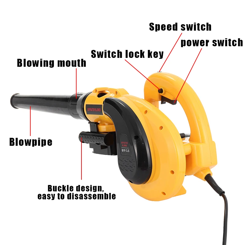 

220V Electric Handheld Car Garden Dust Leaf Air Blower Vacuum Cleaner 6 Speed Dust Blowing Dust Computer Collector Power Tool