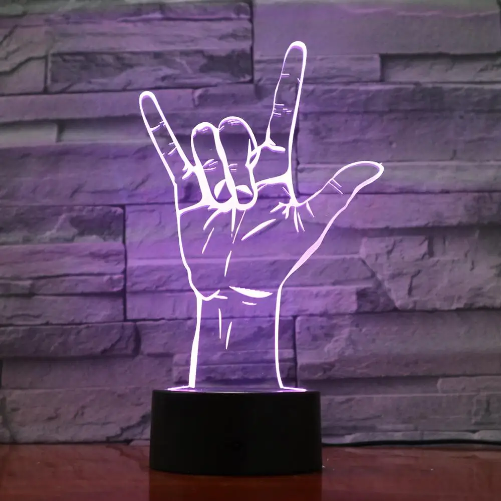 

3D-963 3D Optical Illusion I Love You Sign Language LED Table Night Light USB Romantic Valentine's Day Decoration