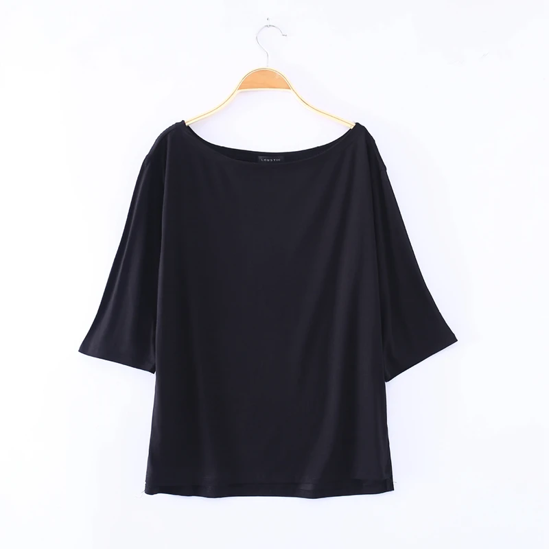 

Modal five-point sleeve t-shirt women spring and summer new sexy loose outer wear Korean version of the word collar bottoming sh