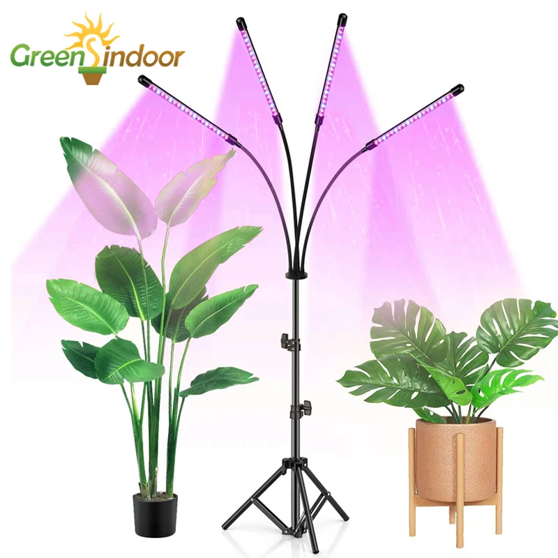 

Фитолампа со штативом и таймером, светодиодная лампа полного спектра для выращивания растений, цветов в помещении