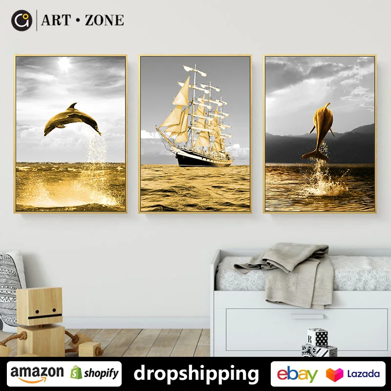 

ART ZONE Modern Ocean Sailing Landscape prints Wall Art Canvas posters Unframed Artwork Home living room Bedroom Decoration