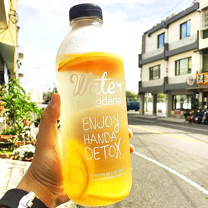 

600ml Transparent Plastic Water Bottles Creative Water Bottle Portable Travel Tea Cup Matte Water Cup Outdoor Cold Juice Water