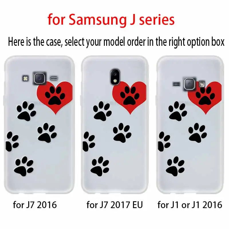 Phone Case For Samsung Galaxy j6 J8 J7 J5 J3 J4 Plus 2018 2017 2016 J610 Prime Soft Coque dog footprint Paw husky | Мобильные