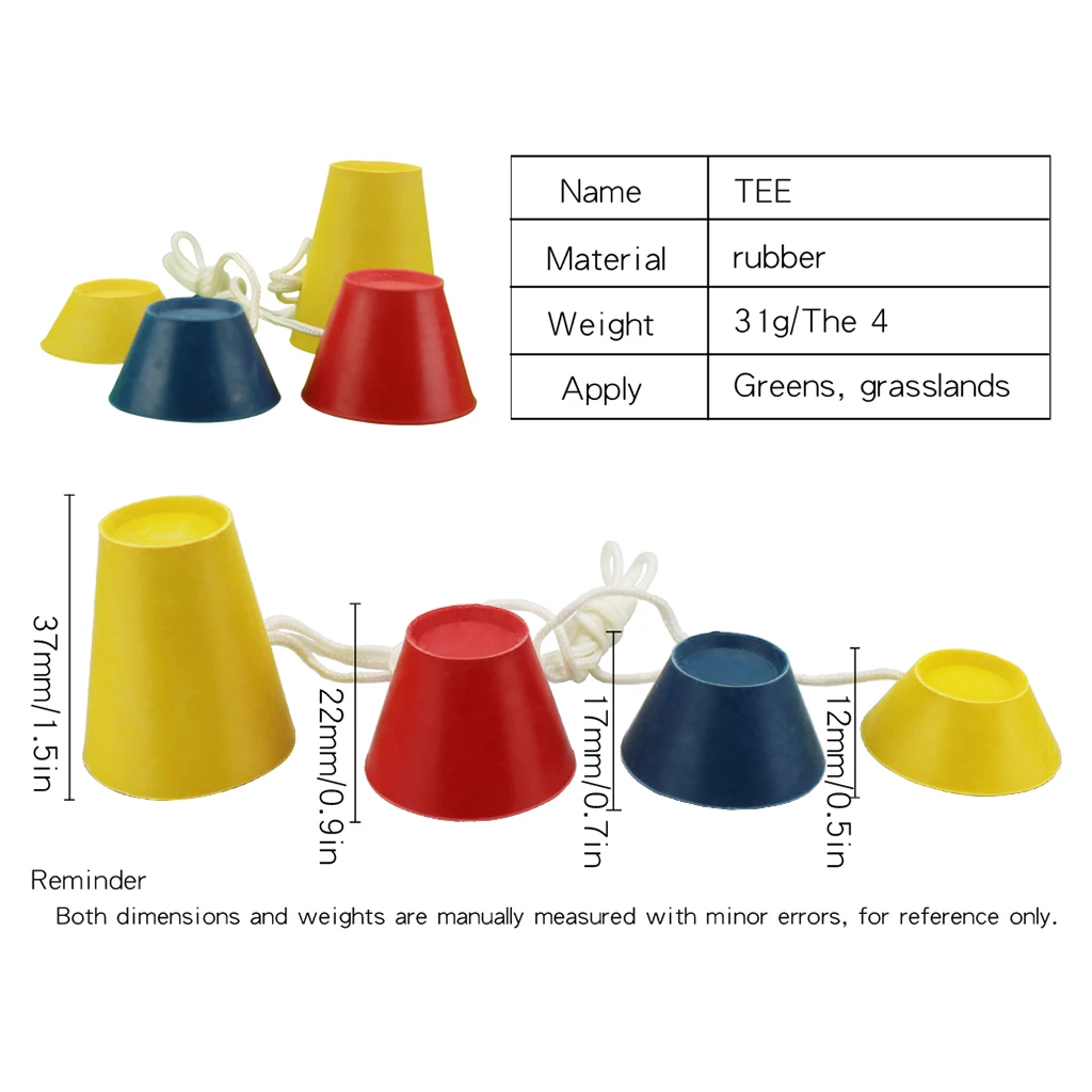 

4 Pcs Golf Rubber Tee Driving Range Golf Stringed Tee Pyramid Tee Golf Training Aids Different Heights Tees Golf Training Accs