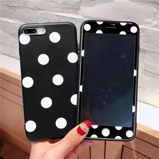 HD закаленное стекло для Apple iPhone 7 Plus 6 6s Plus протектор экрана для iphone 8 Plus точка шаблон IMD Мягкий ТПУ чехол для телефона