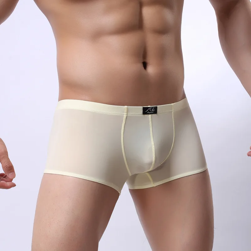 

NXY Men red blue sexy Funny underwear Boxers Europe US Male thin Underpants Rayon ice silk low waist Breathable Elastic brand