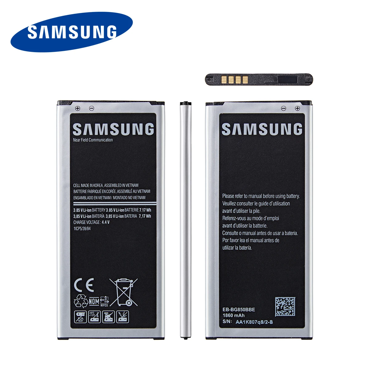 SAMSUNG-bater&iacute;a original de EB-BG850BBE/BBU para m&oacute;vil, pila de 1860mAh para Samsung Galaxy Alpha G850, G850A, G850W/S/Y/K/M, G8508S, G8509V, NFC-1