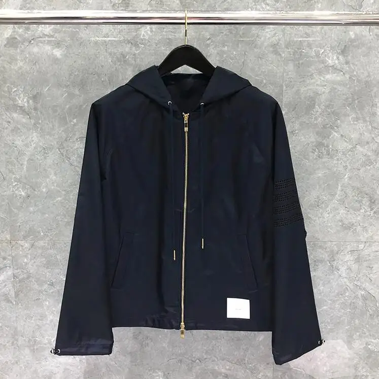 2020 Fashion TB THOM Brand Jacket Men Slim Cardigans Clothing Hollow Out Sports baseball uniform Spring Hooded Casual Coat | Мужская