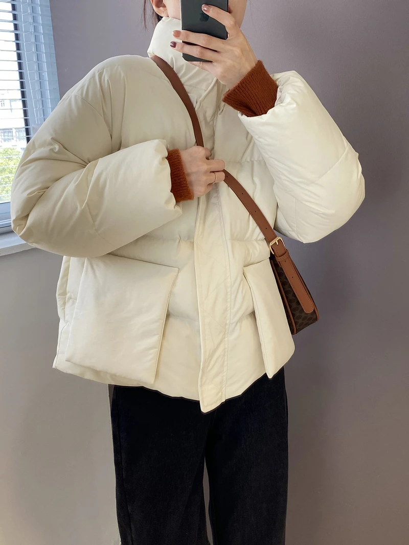 

Winter new solid cotton-padded jacket, women's large bread, stiff collar, thick, warm, casual, chic coat, Parker, 2020