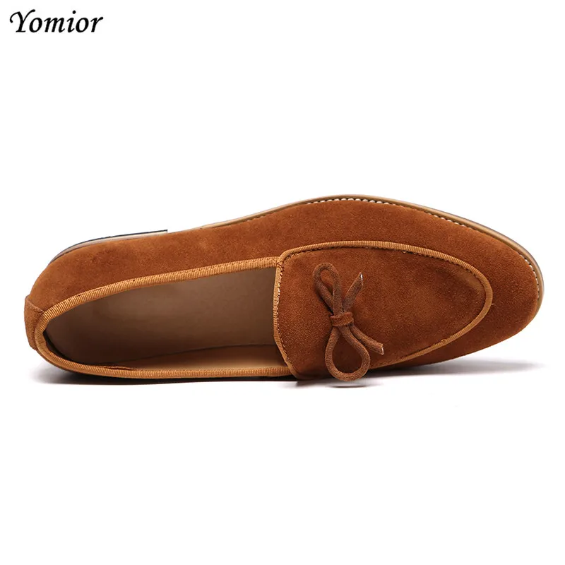 Yomior/Мужская обувь из натуральной воловьей кожи; винтажные модельные туфли; деловые офисные лоферы на плоской подошве; большие размеры; Свадебная повседневная обувь