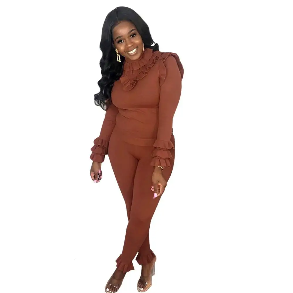 Женский комплект из двух предметов с длинным рукавом 2 вязаный свитер и штаны