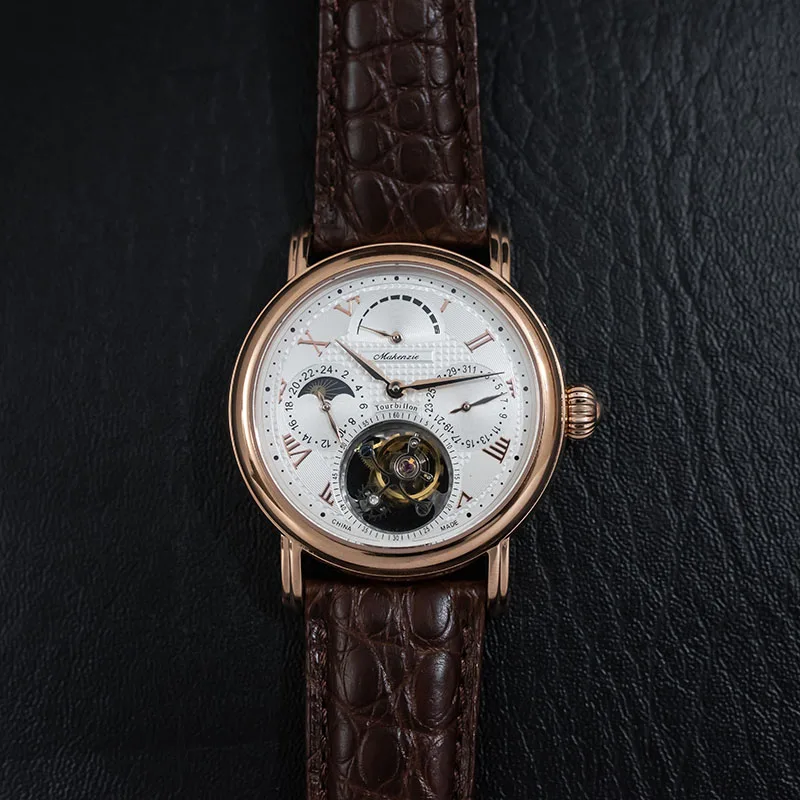Многофункциональные мужские часы s Pilot Real Tourbillon с календарем Moonphase, механические мужские часы ST8007 Tourbillon, модные часы