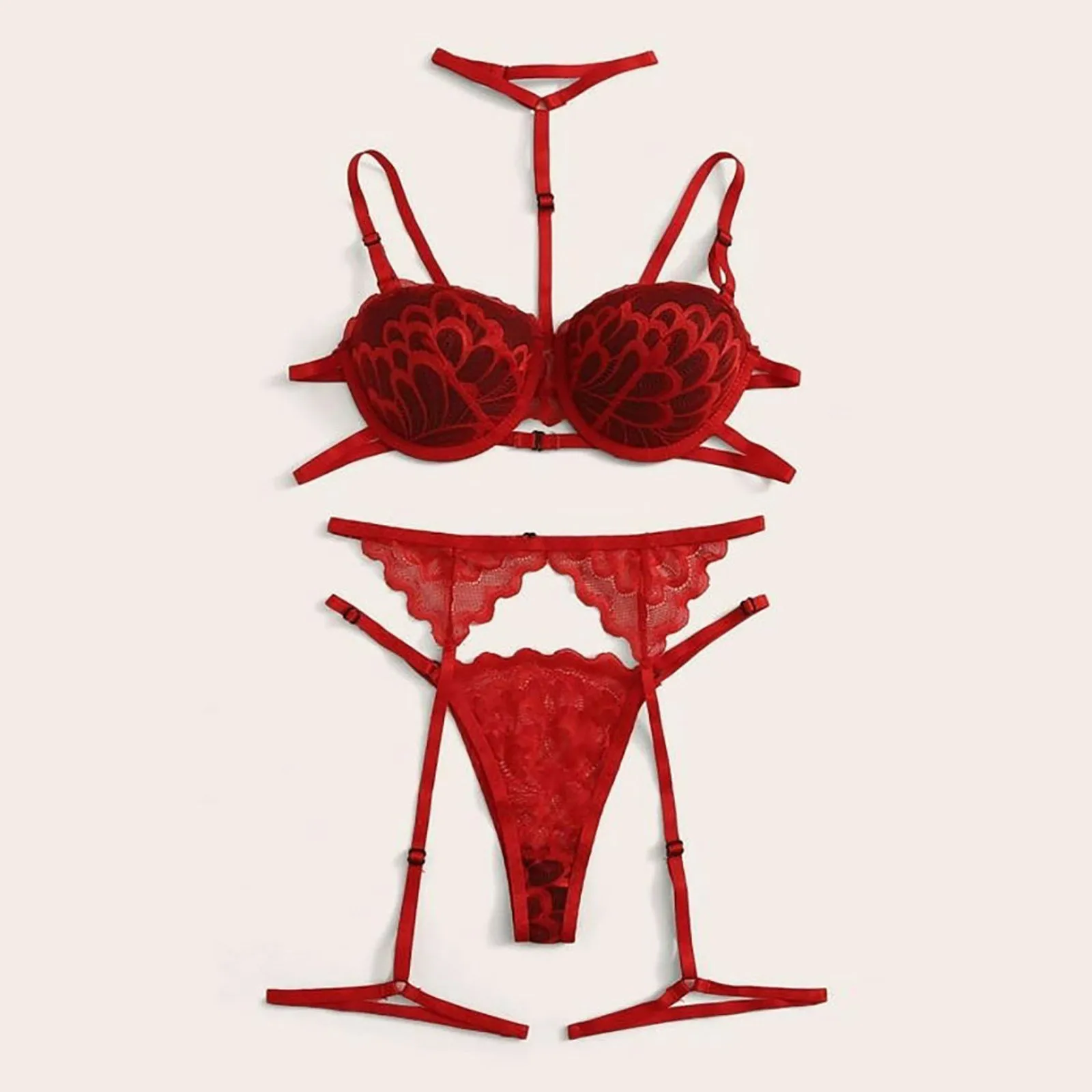 

3 шт., женское кружевное нижнее белье с подвязками