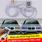 Для BMW E36 3 серии с евро фарами 1992-1998 16 цветов RGB ангельские глазки светодиодсветодиодный кольца с ореолом RF Беспроводное управление DRL