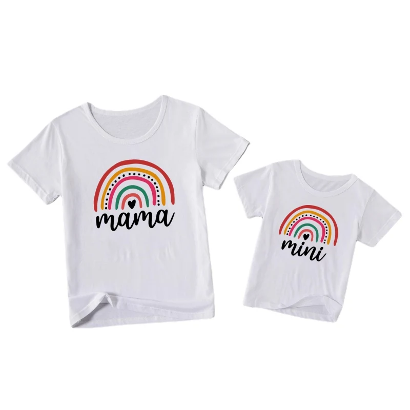 

Mother Daughter T-shirts Summer Family Matching Outfits Mom Baby Mommy and Me T-shirt Clothes Woman Girls Cotton Top