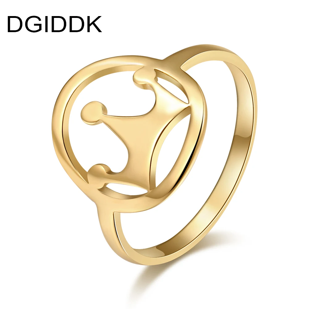 DGIDDK кольцо из нержавеющей стали 316L Модные мужские и женские хип-хоп с короной