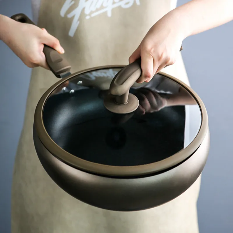 Железная антипригарная Бытовая индукционная плита wok кухонная для приготовления