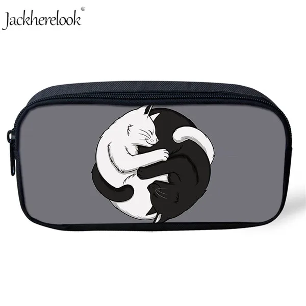 HK844DK Jackhereook Черный Инь Ян кошки школьные рюкзаки для девочек милый детский рюкзак для котенка для мальчиков книжные сумки для начальной школы Студенческая сумка детские подарки - Цвет: HK844DK