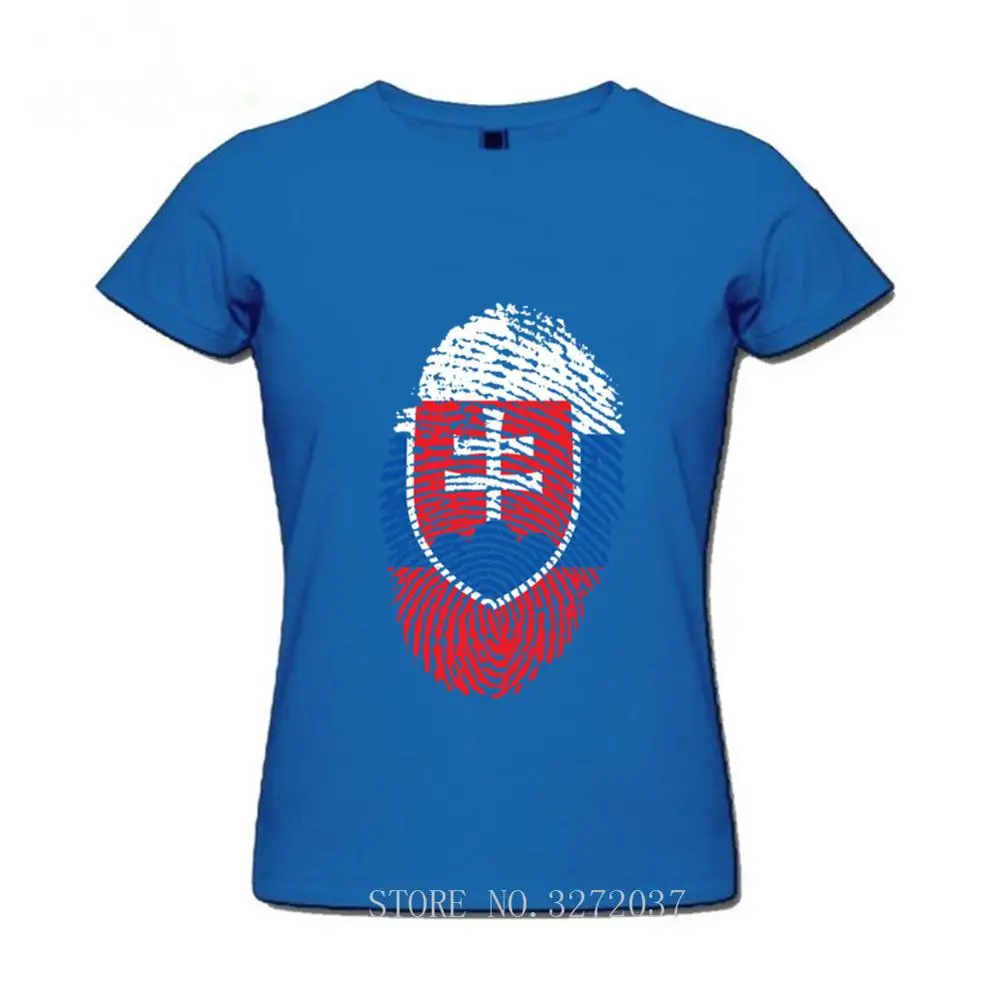 2019 T Shirt Printed Slovakia Flag Fingerprint Clothes Top Quality Short-sleeve 100% cotton T-shirt Women fashion Tshirt | Женская