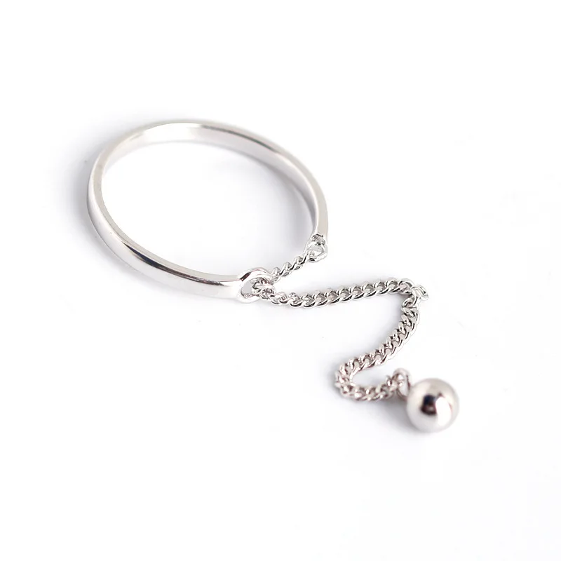 

S925 silver woman's ring, original design opening adjustable, tassel Pendant Silver Bead joint silver ring for women