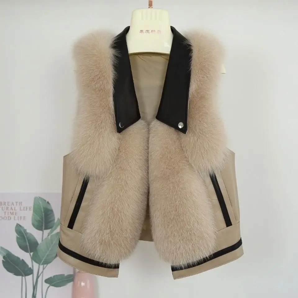 

Осень-зима 2021, пальто из искусственного меха, Повседневная теплая облегающая безрукавка из искусственного лисьего меха, пальто из искусств...