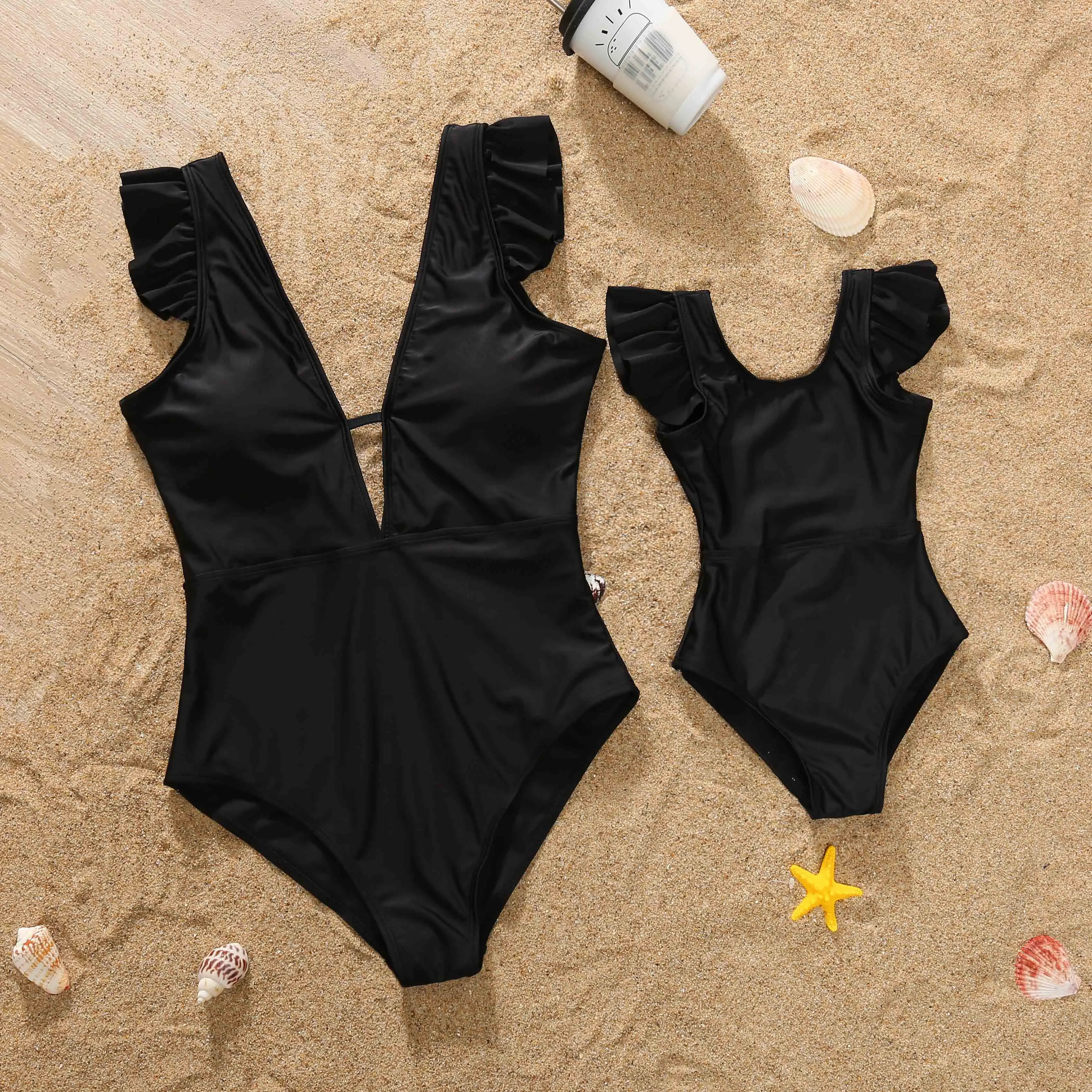 

One-Piece Mother Daughter Swimsuit Beach Family Matching Outfits Mom Mommy and Me Bikini Dresses Clothes Women Girls Swimwear