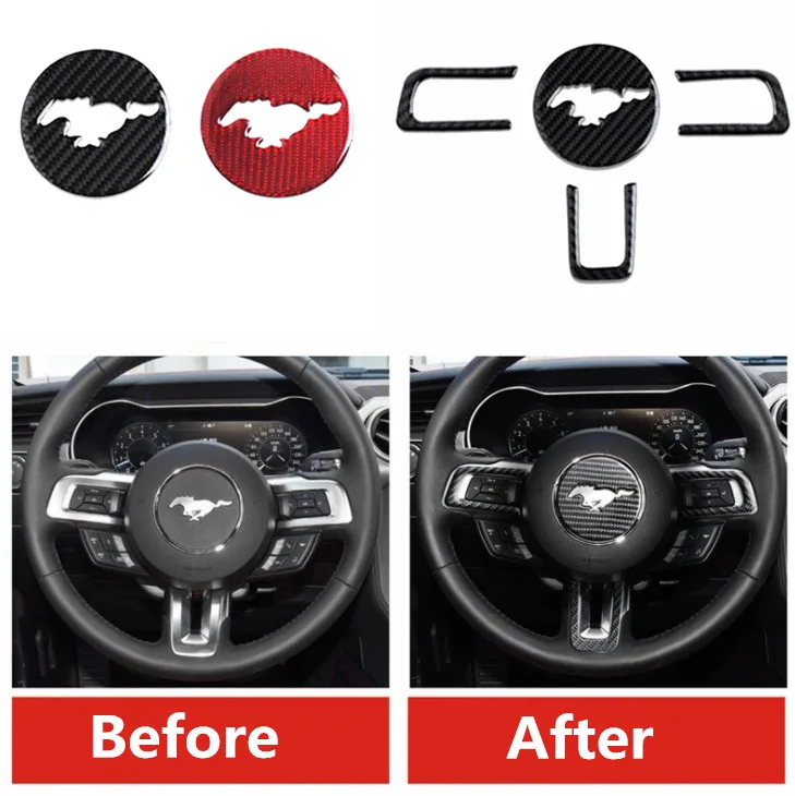 Для Ford Mustang углеродное волокно эмблема рулевого колеса 3D наклейки для автомобиля