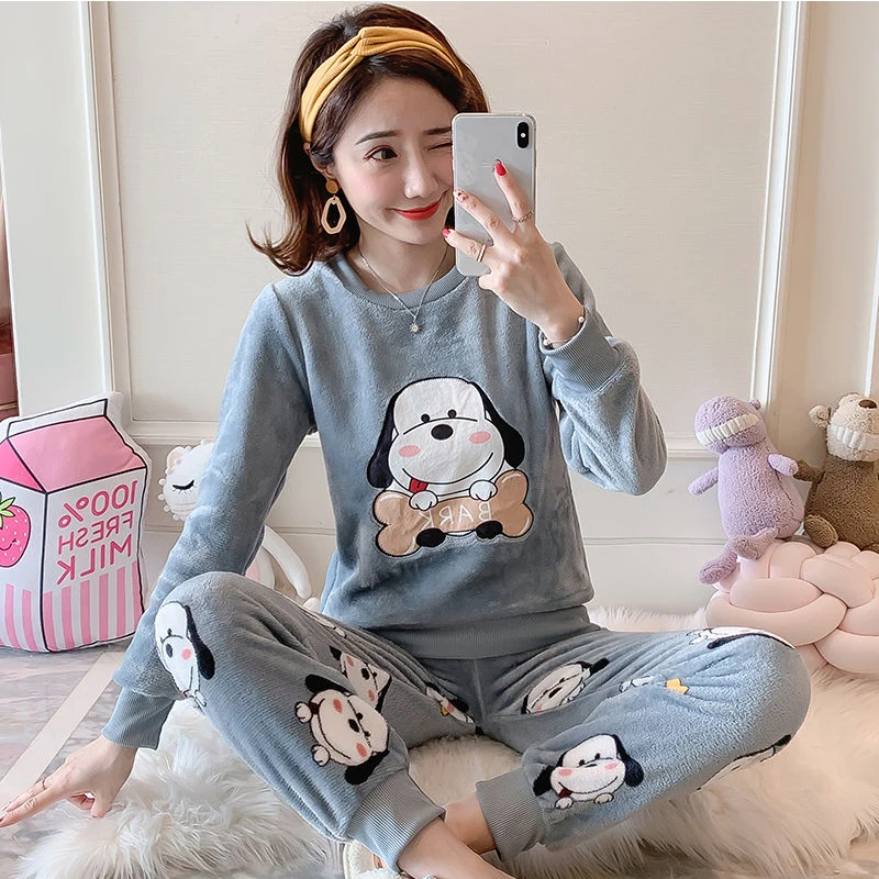 Теплые женские пижамные комплекты сезон зима осень коралловые бархатные пижамы