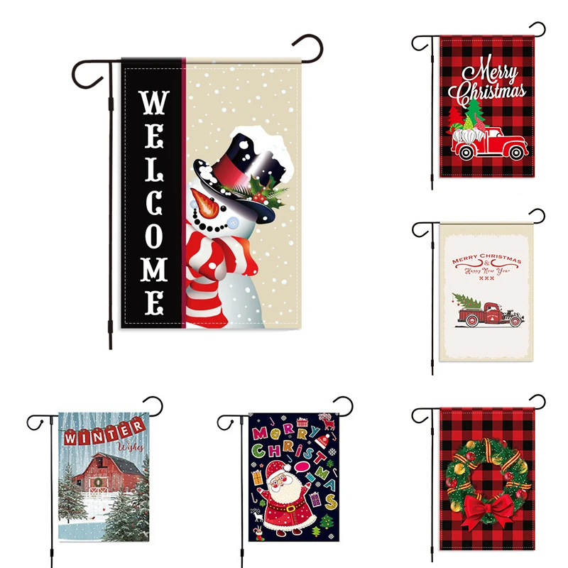 

NEW Christmas Garden Flag Santa Claus Snowman Indoor Outdoor Home Decor Flags Winter Happy Festival Household Hanging Flag Decor