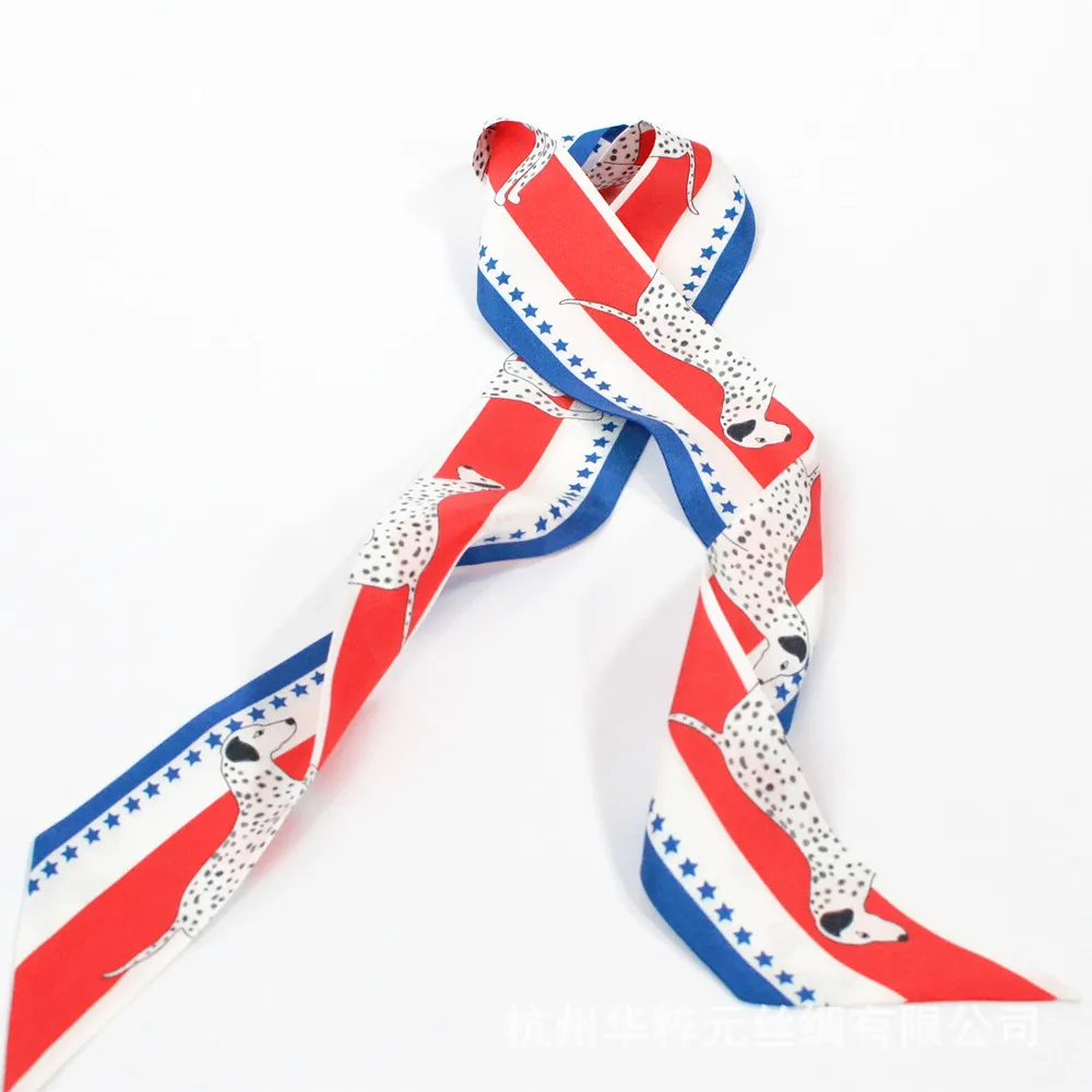 

5*90cm Fashionable Silk Scarf Small Strip Animal Print Small Narrow Streamer Small Long Scarf Silk Twill Small Silk Scarf