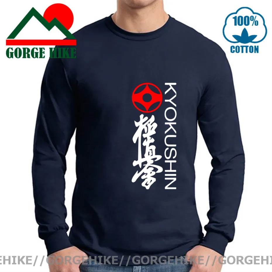 2019 модная свободная черная футболка с длинным рукавом мужские футболки Kyokushin Karate