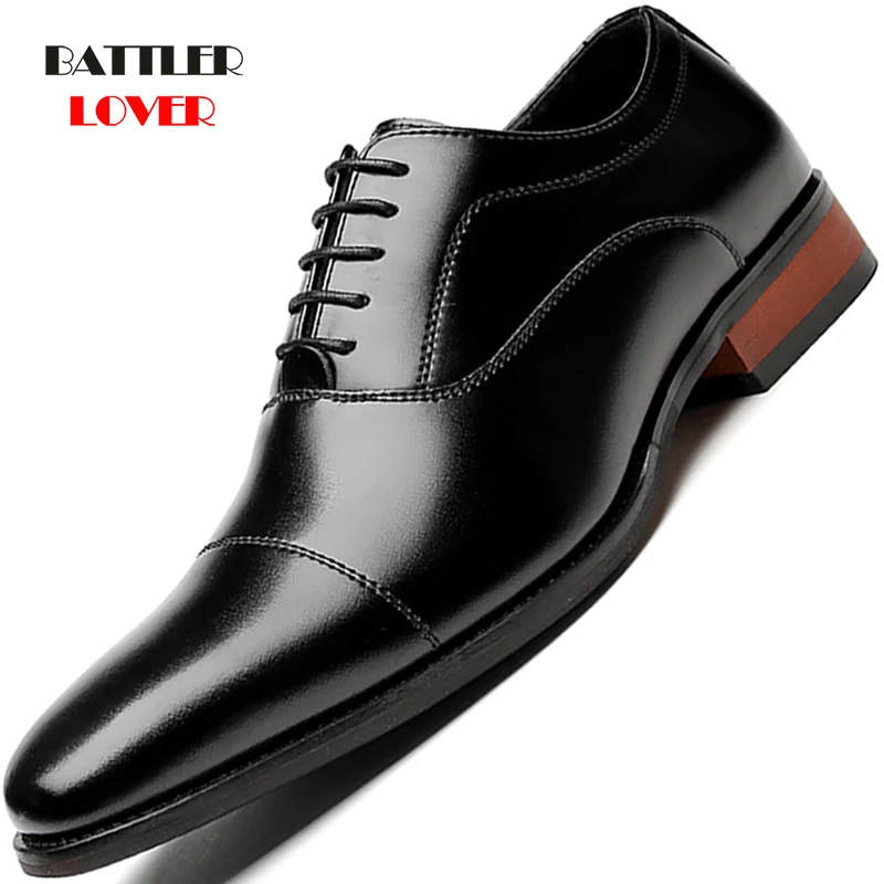 

New Genuine Leather Formal Wedding Shoes for Men 2021 Lace Up Soft Comfortable Oxford Shoes Male Cleat Fashion Shoes Large Size