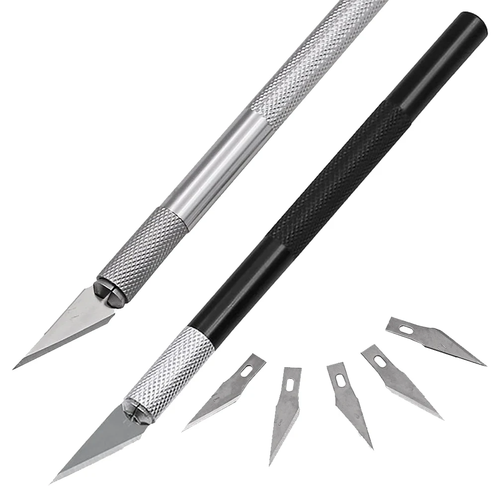 

Non-Slip Metal Scalpel Knife Tools Kit Cutter Engraving Craft knives+5pcs Blades Mobile Phone PCB DIY Repair