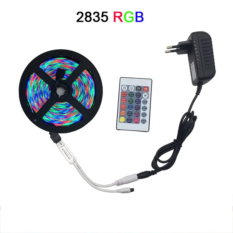 5 м 10 м 15 м WiFi светодиодный светильник RGB водонепроницаемый SMD 5050 2835 12 В 12 В rgb диод гибкая лента Wi-Fi адаптер+ разъем адаптера - Испускаемый цвет: 2835-24Key Control