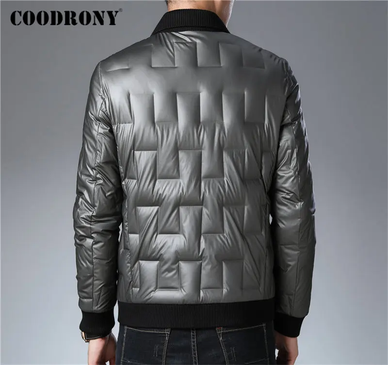 Бренд COODRONY, мужская куртка-пуховик, модное Полосатое повседневное пальто, мужская одежда, Осень-зима, толстые теплые куртки с карманами, 98028