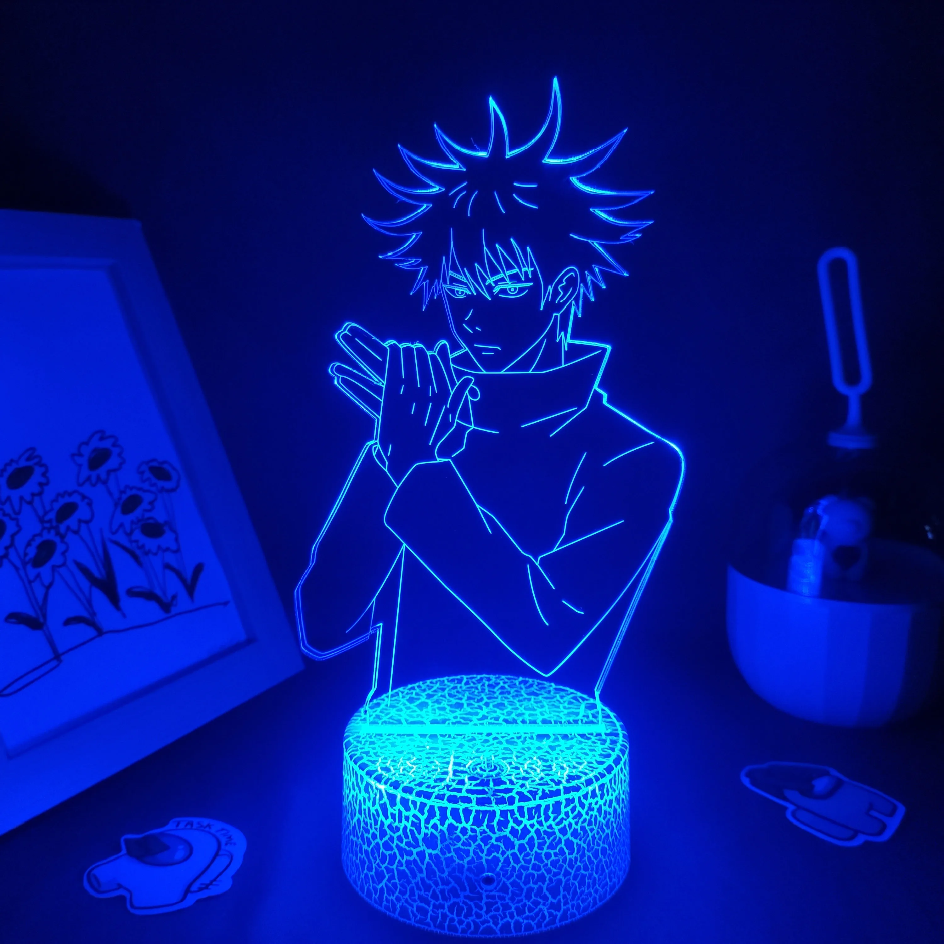 Jujutsu кайсен аниме Рисунок Megumi Fushiguro 3D светодиодный светильник RGB Neon ночные
