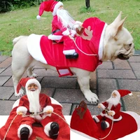 fun pets christmas clothes santa claus riding a deer jacket coat pets christmas dog apparel costumes for big dog small dog cats