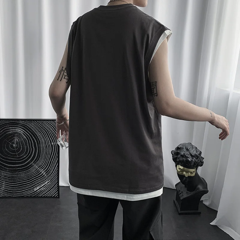 

Men Designer Tanks Hole Hip Hop Fashionable Korean Style Loose Dancing Males Tops Summer Daily Outdoor Leisure New-arrival Hot