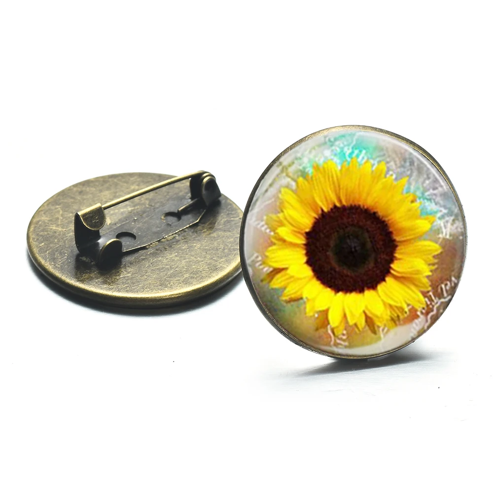 Rainbow Seven Color Flowers Brooch Hope Symbol Sunflower Art Bronze Plated Brooches Women Lucky Dress Handbag Accessories | Украшения и