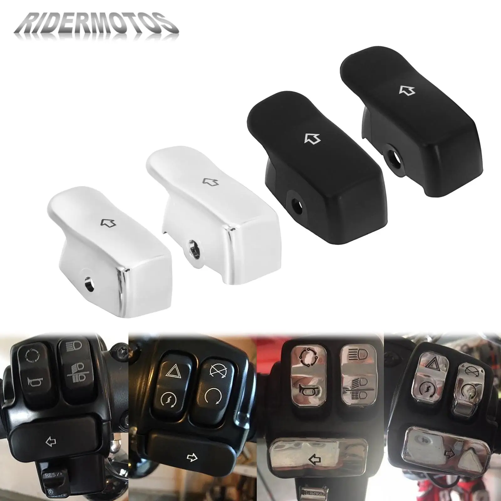 

1Pair Motorcycle Black/Chrome Turn Signal Extension Caps For Harley Dyna Fat Bob FXDF Street Bob FXDB Sportster XL Softail Slim