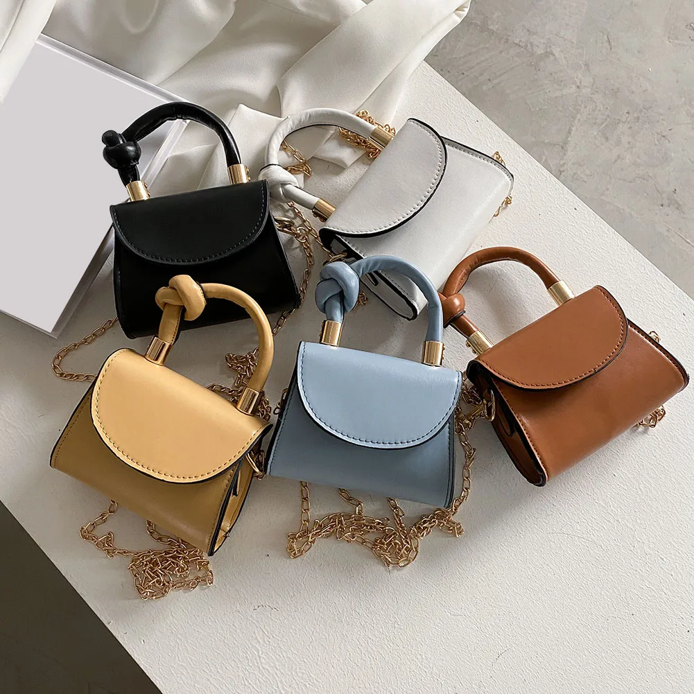 

Fashion Women Solid Color PU Leather Crossbody Messenger Shoulder Bag Chain Small Purse Top-handle Flap Handbag