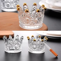 shining crown crystal ashtray inner door outdoor courtyard office family storage box for ash gift for man smoking accessories