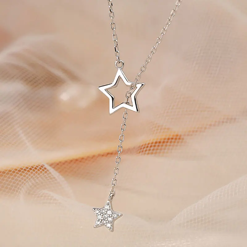 

Elegant fashion personality temperament ladies alloy star necklace hollow diamond star pendant casual party clavicle necklace